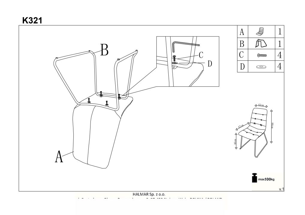 Instrukcja montażu krzesła K321