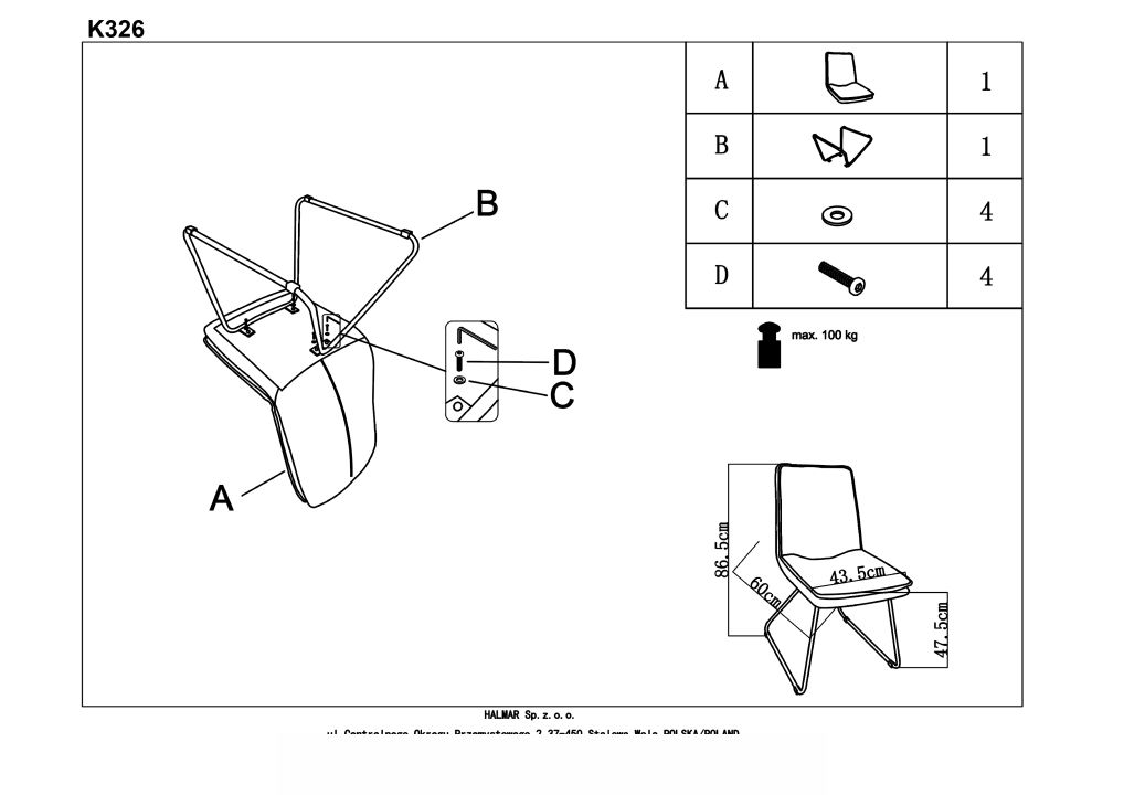 Instrukcja montażu krzesła K326