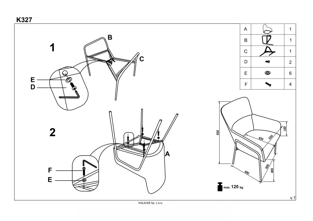 Instrukcja montażu krzesła K327