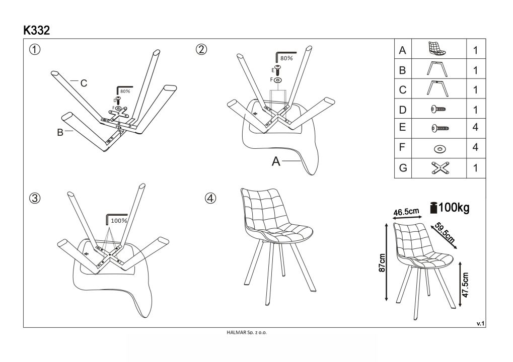 Instrukcja montażu krzesła K332