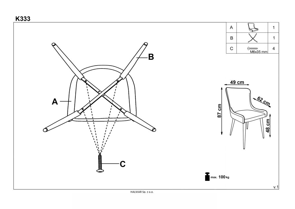 Instrukcja montażu krzesła K333