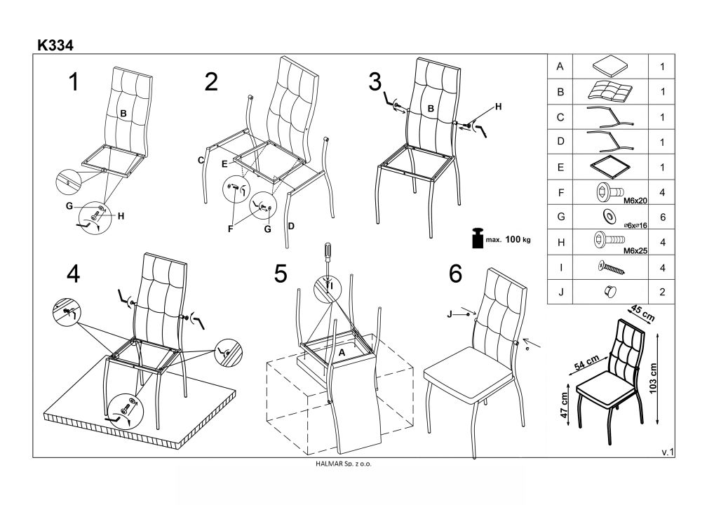 Instrukcja montażu krzesła K334