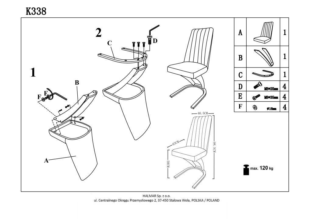 Instrukcja montażu krzesła K338