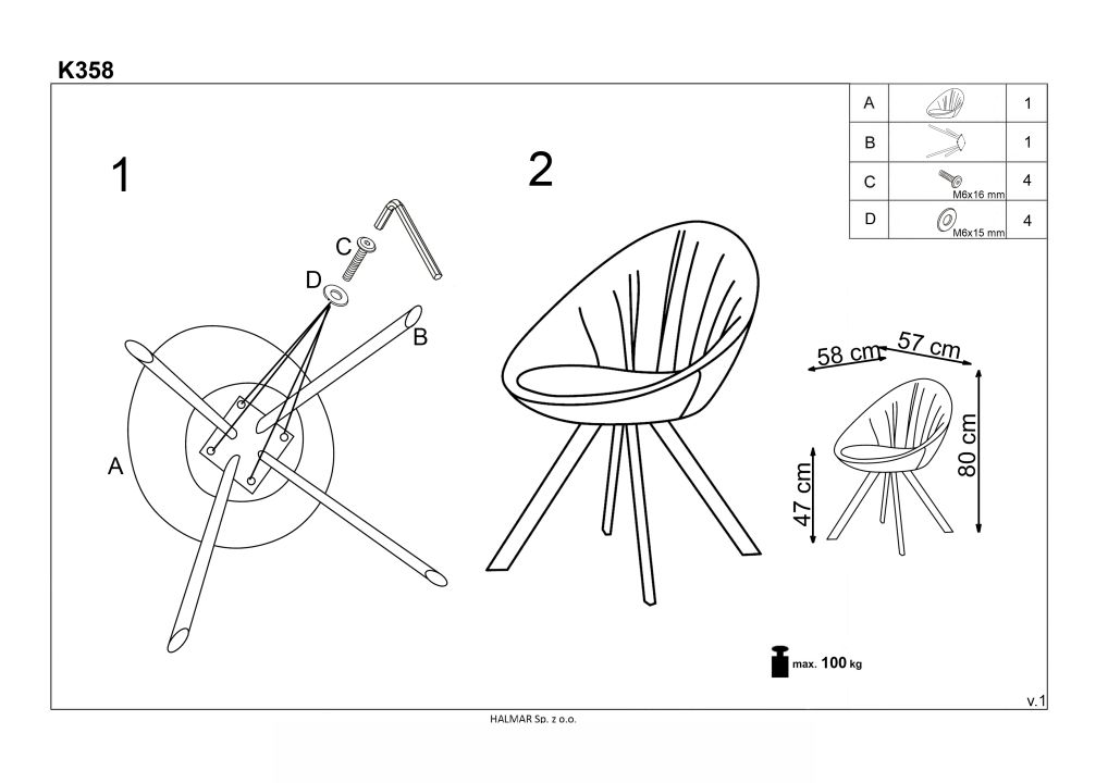 Instrukcja montażu krzesła K358