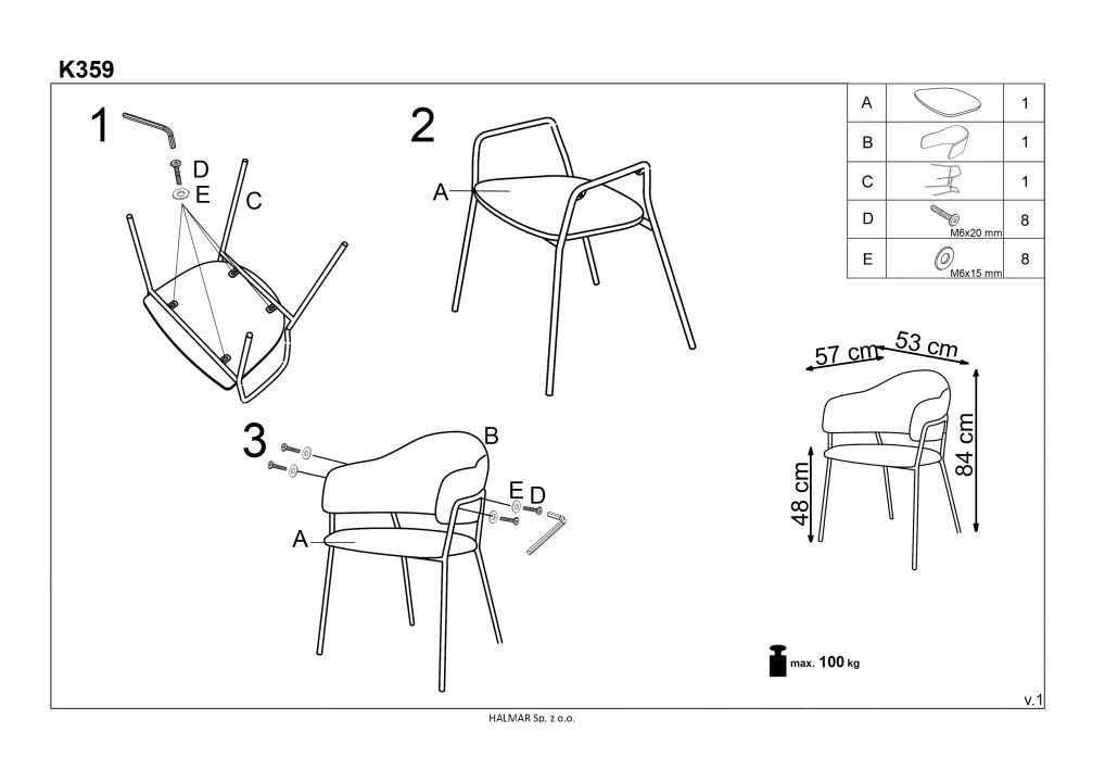Instrukcja montażu krzesła K359