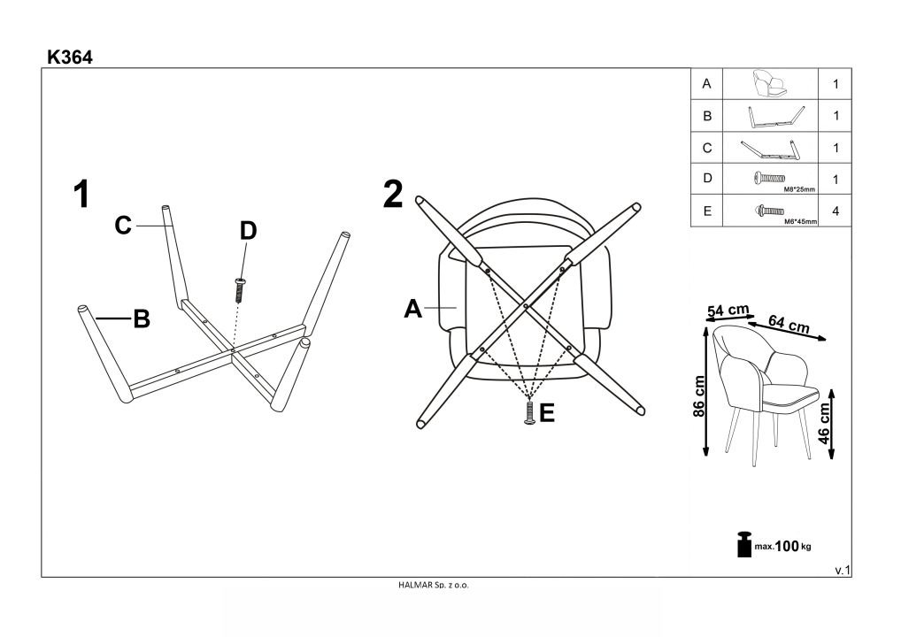 Instrukcja montażu krzesła K364