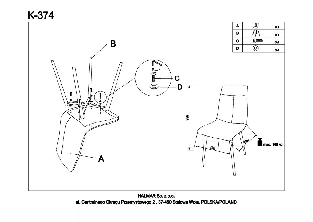 Instrukcja montażu krzesła K374