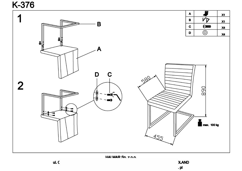 Instrukcja montażu krzesła K376
