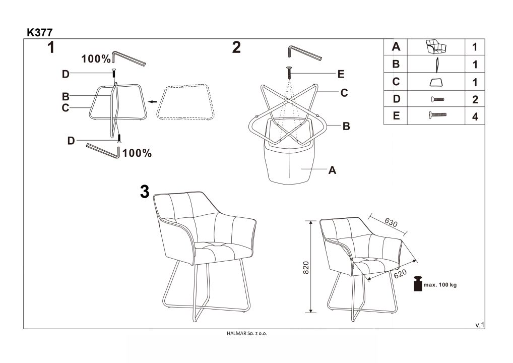 Instrukcja montażu krzesła K377