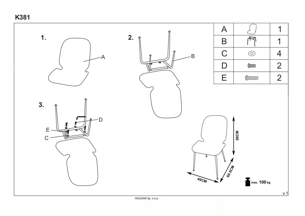 Instrukcja montażu krzesła K381