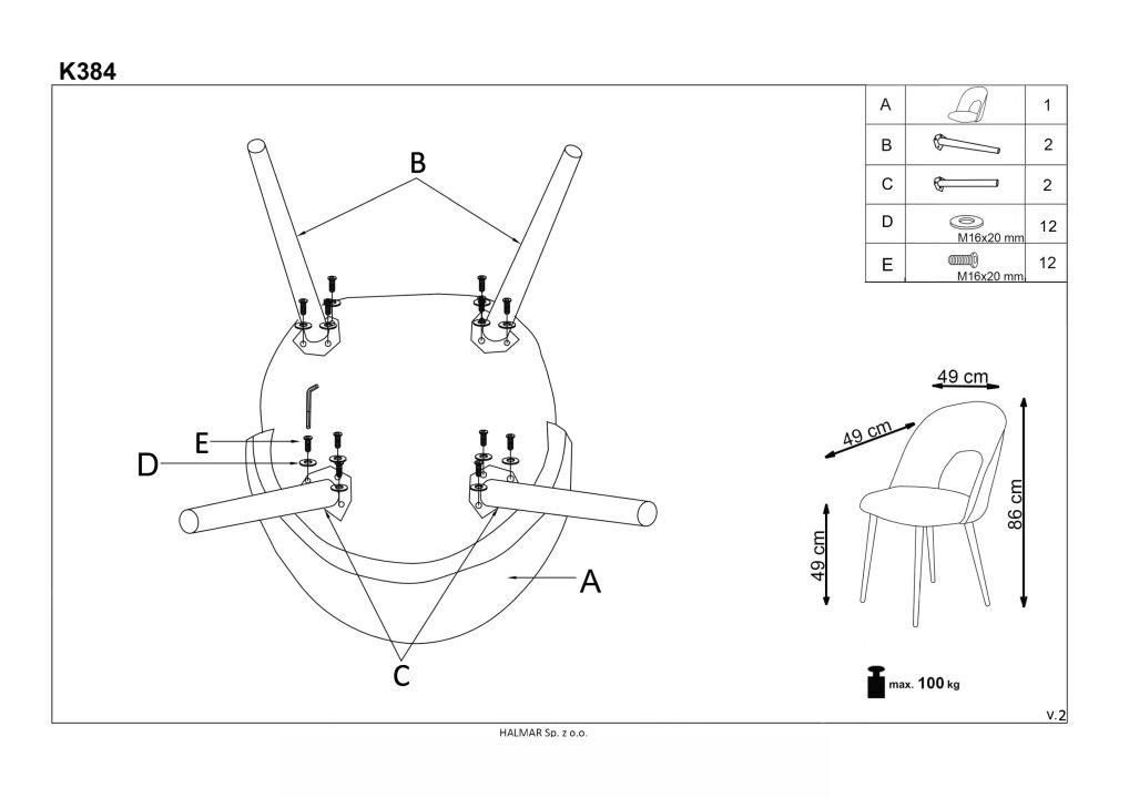 Instrukcja montażu krzesła K384