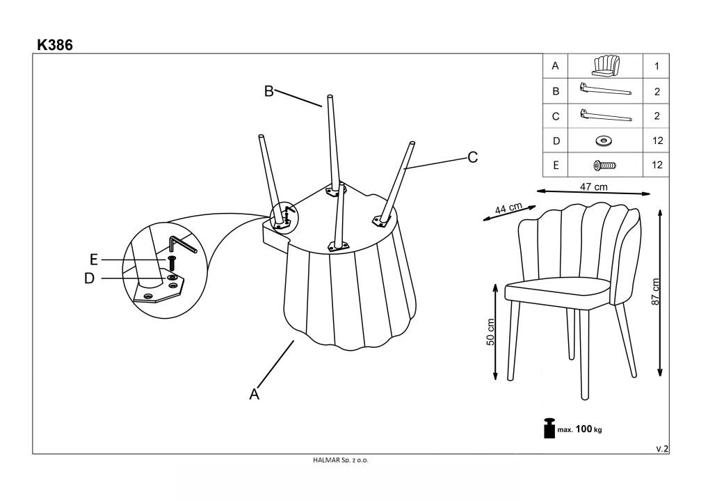 Instrukcja montażu krzesła K386