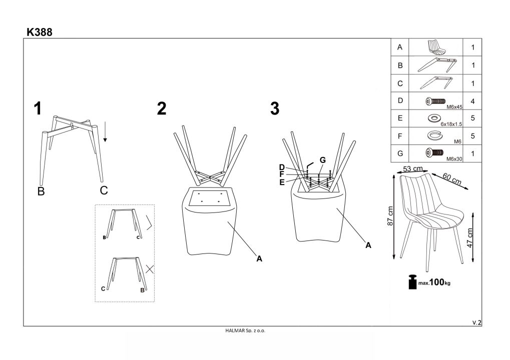 Instrukcja montażu krzesła K388