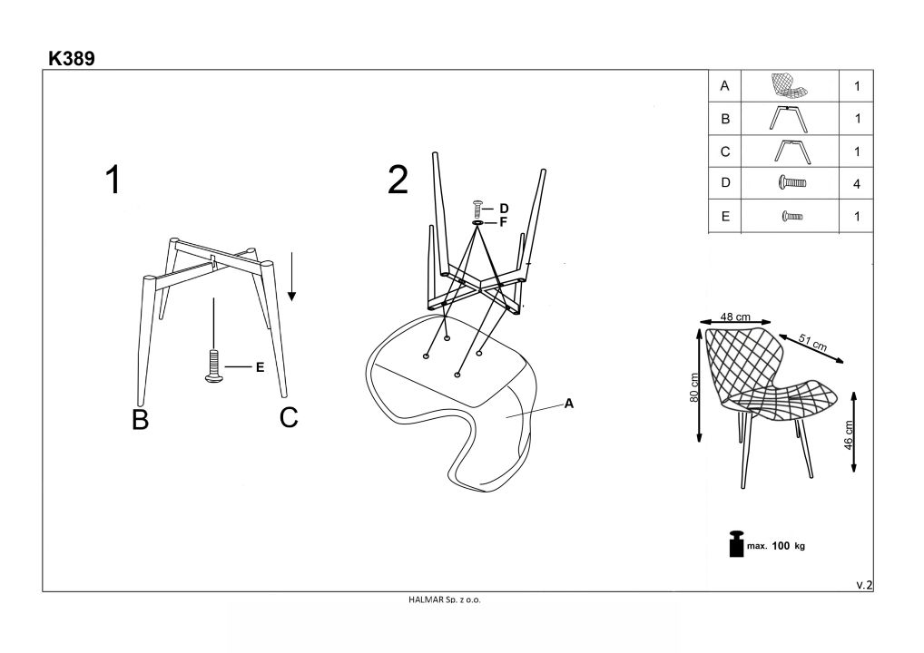 Instrukcja montażu krzesła K389