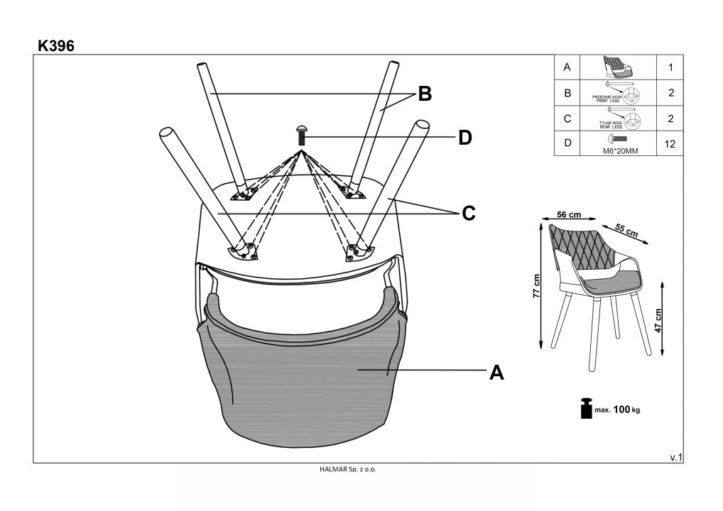 Instrukcja montażu krzesła K396