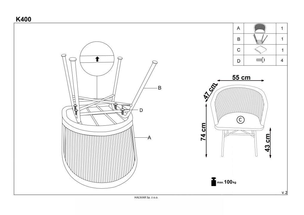 Instrukcja montażu krzesła K400