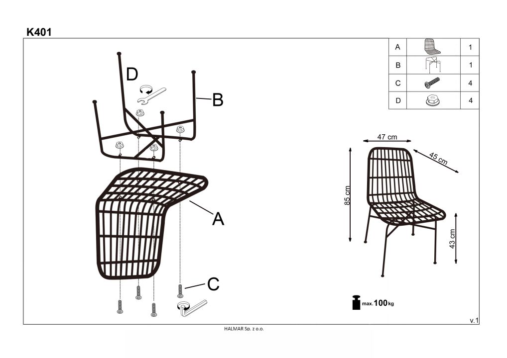 Instrukcja montażu krzesła K401