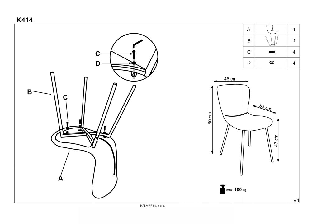 Instrukcja montażu krzesła K414