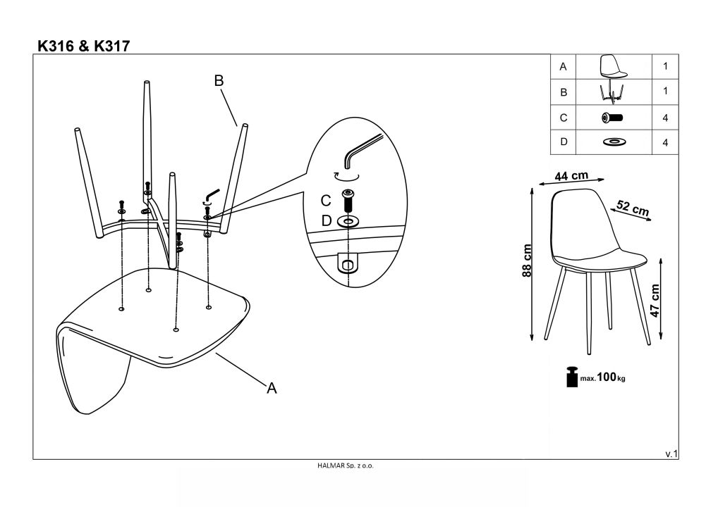 Instrukcja montażu krzesła K417