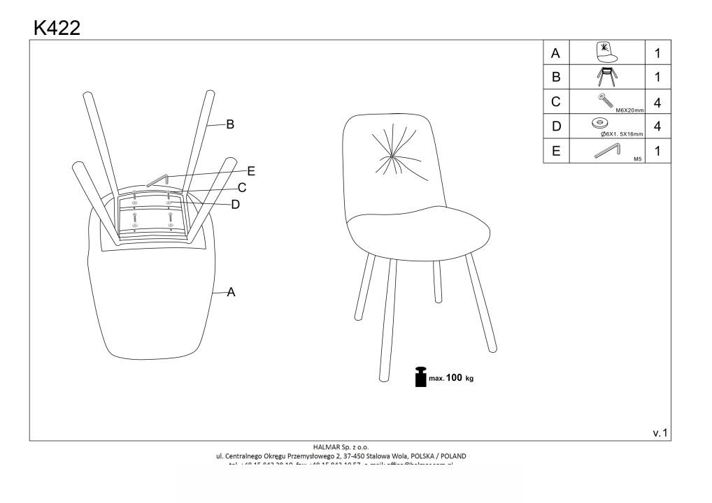 Instrukcja montażu krzesła K422