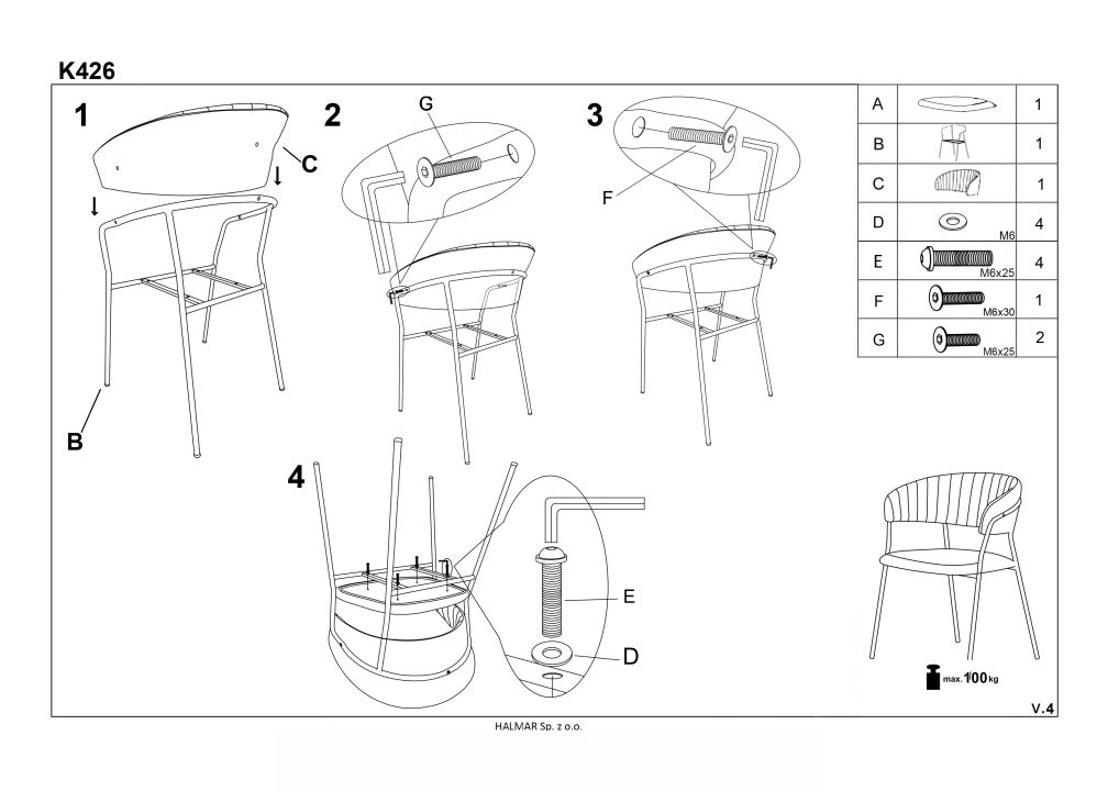 Instrukcja montażu krzesła K426