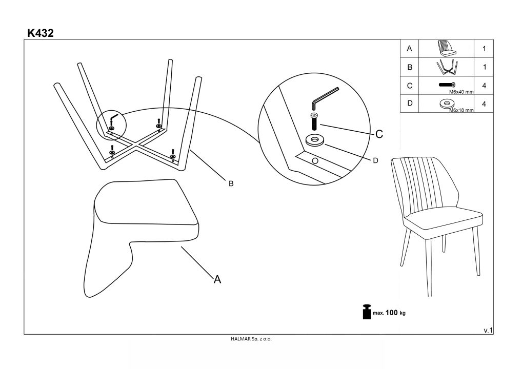 Instrukcja montażu krzesła K432