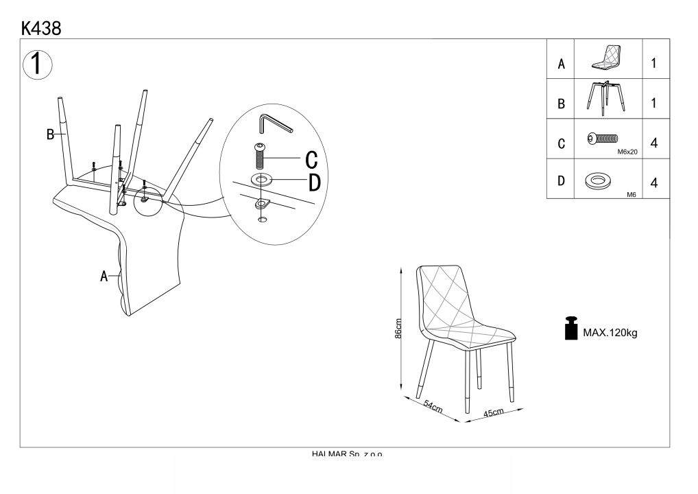 Instrukcja montażu krzesła K438