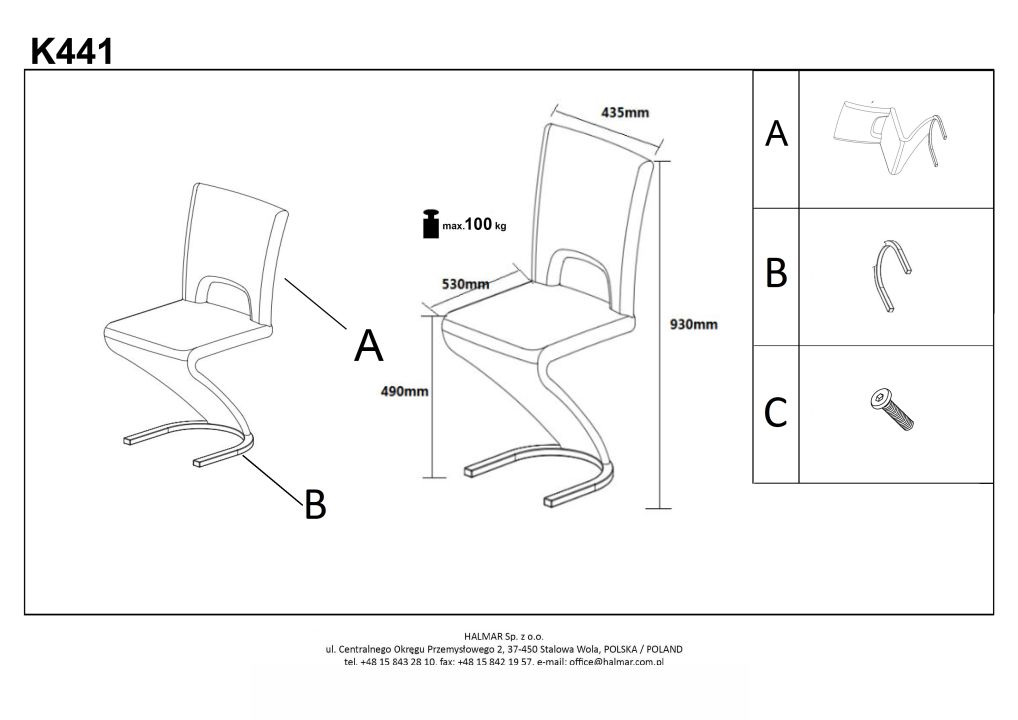 Instrukcja montażu krzesła K441
