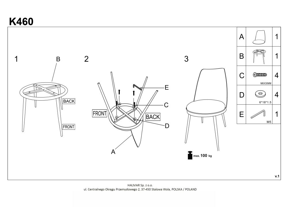 Instrukcja montażu krzesła K460