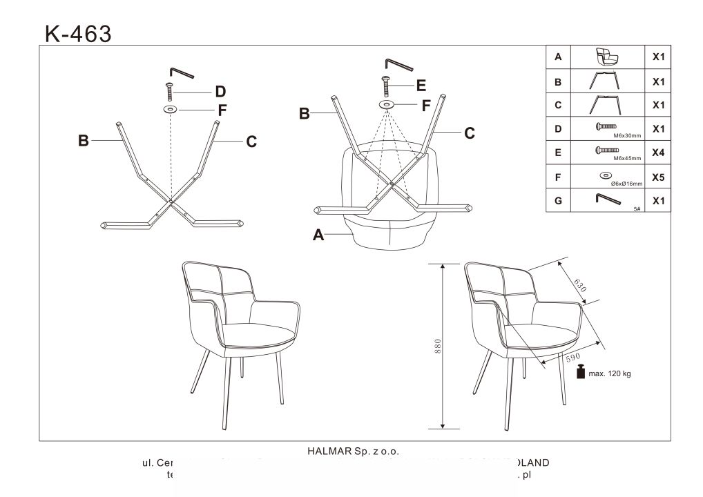 Instrukcja montażu krzesła K463