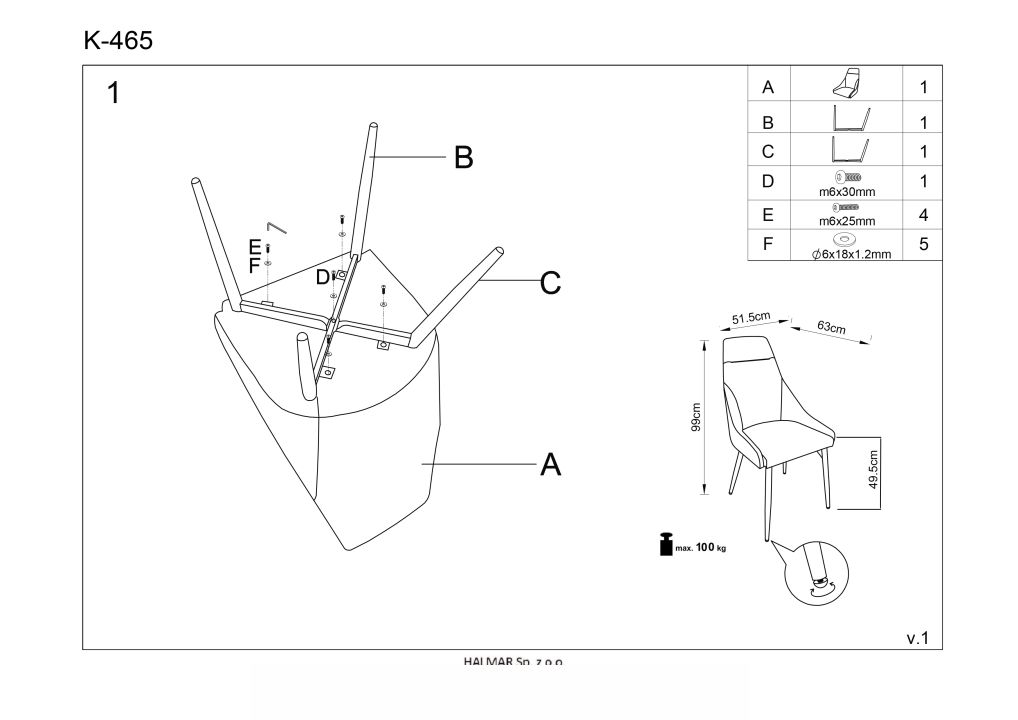 Instrukcja montażu krzesła K465