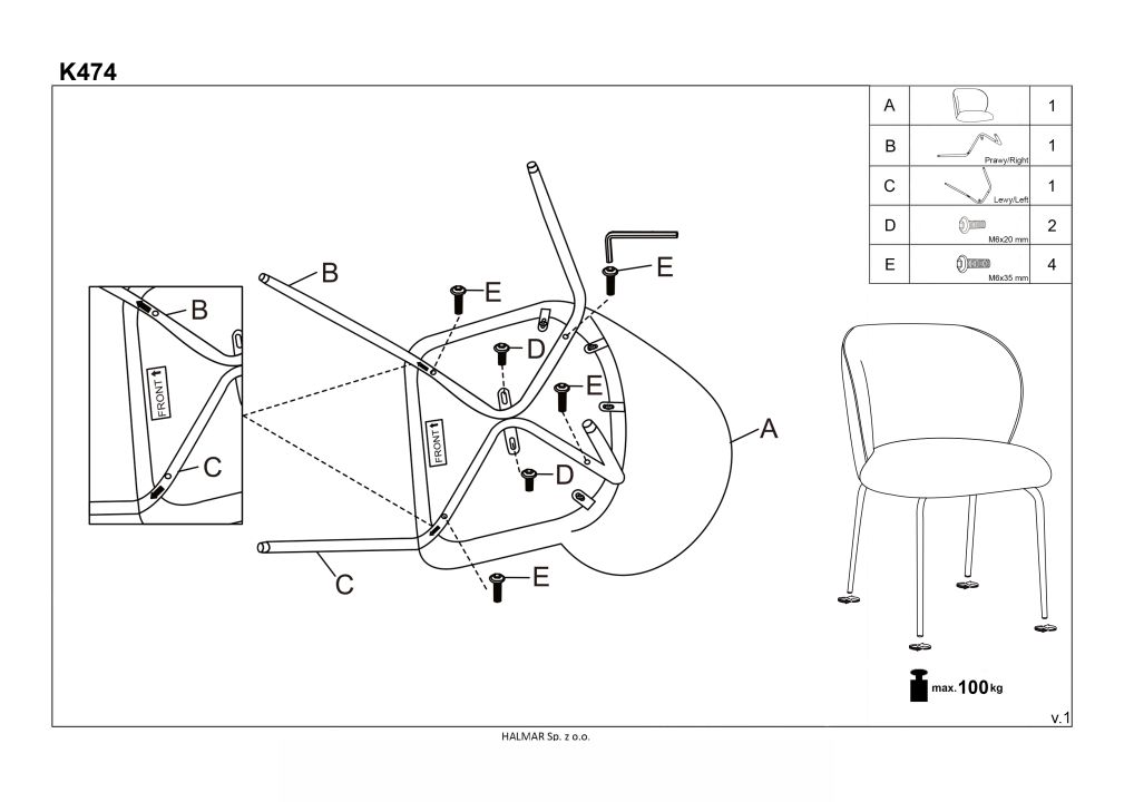 Instrukcja montażu krzesła K474