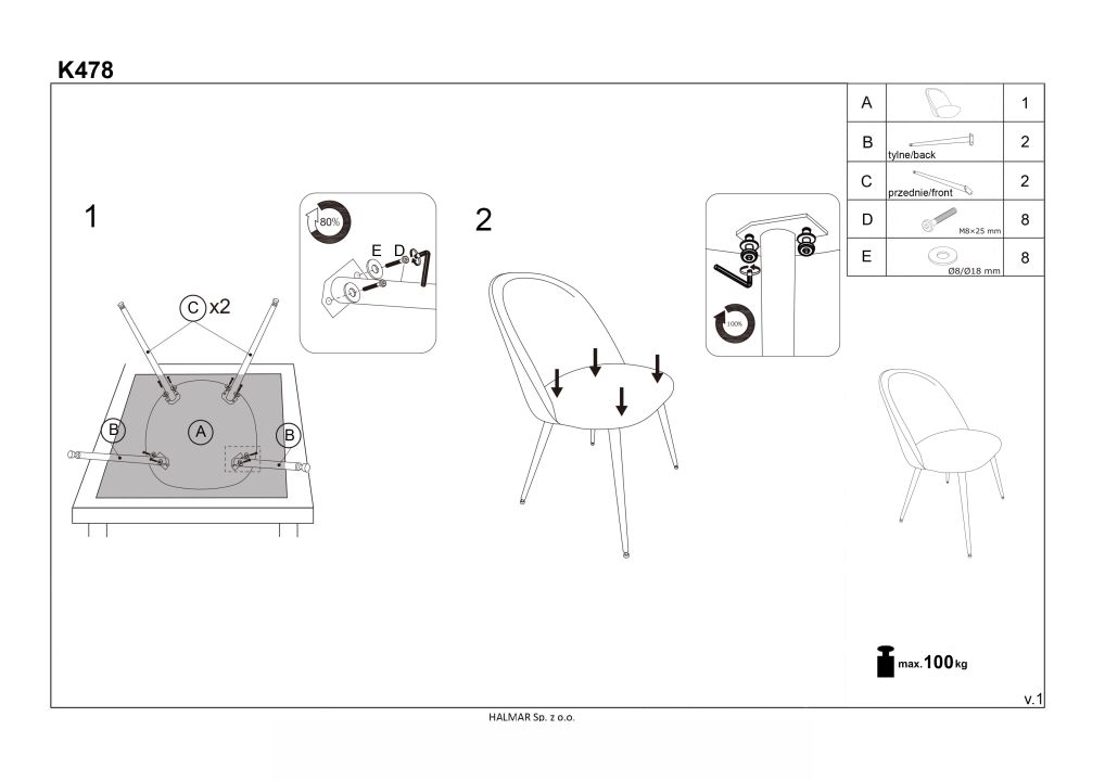 Instrukcja montażu krzesła K478