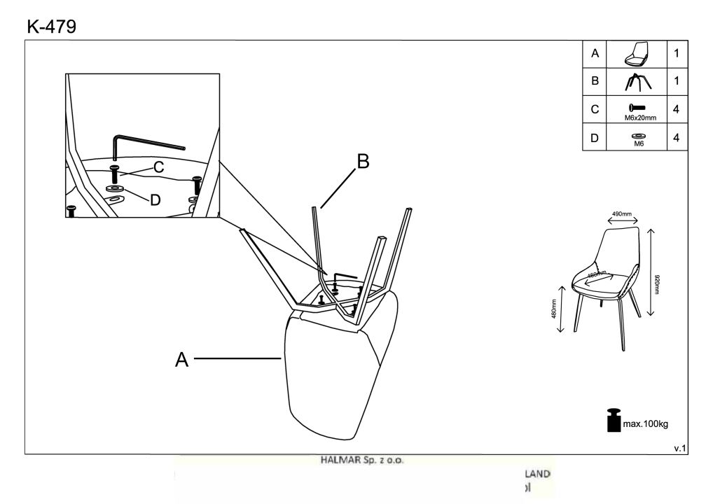 Instrukcja montażu krzesła K479