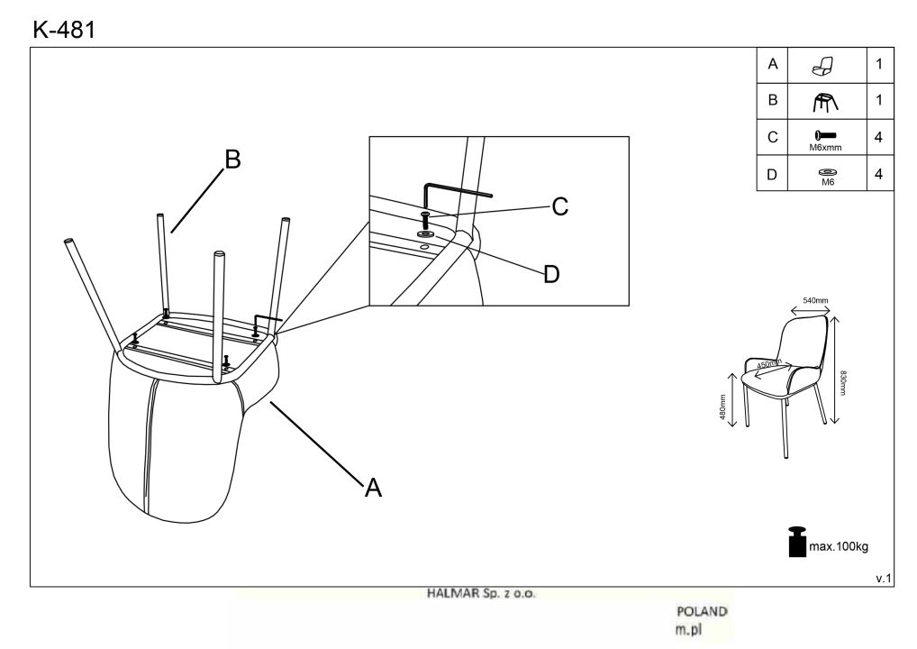 Instrukcja montażu krzesła K481