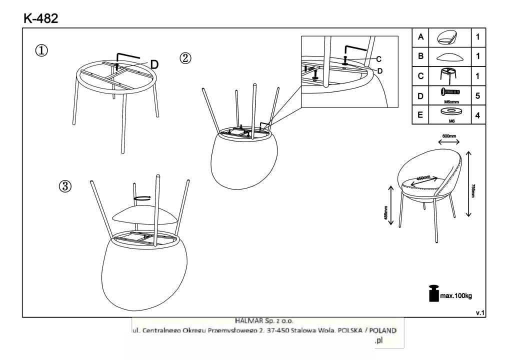 Instrukcja montażu krzesła K482