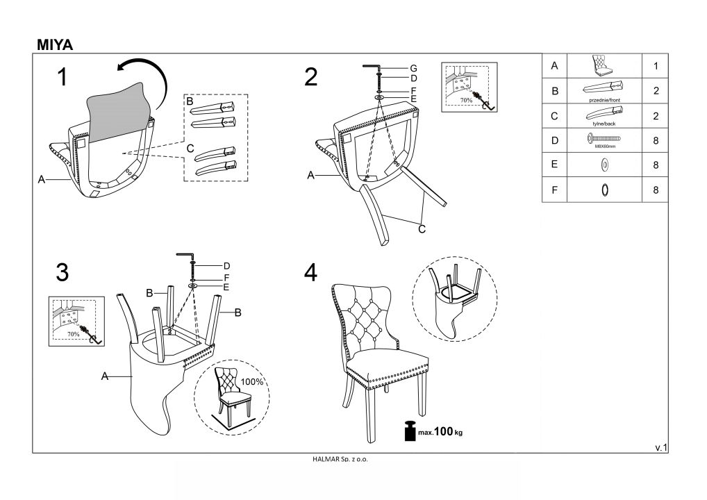 Instrukcja montażu krzesła Miya