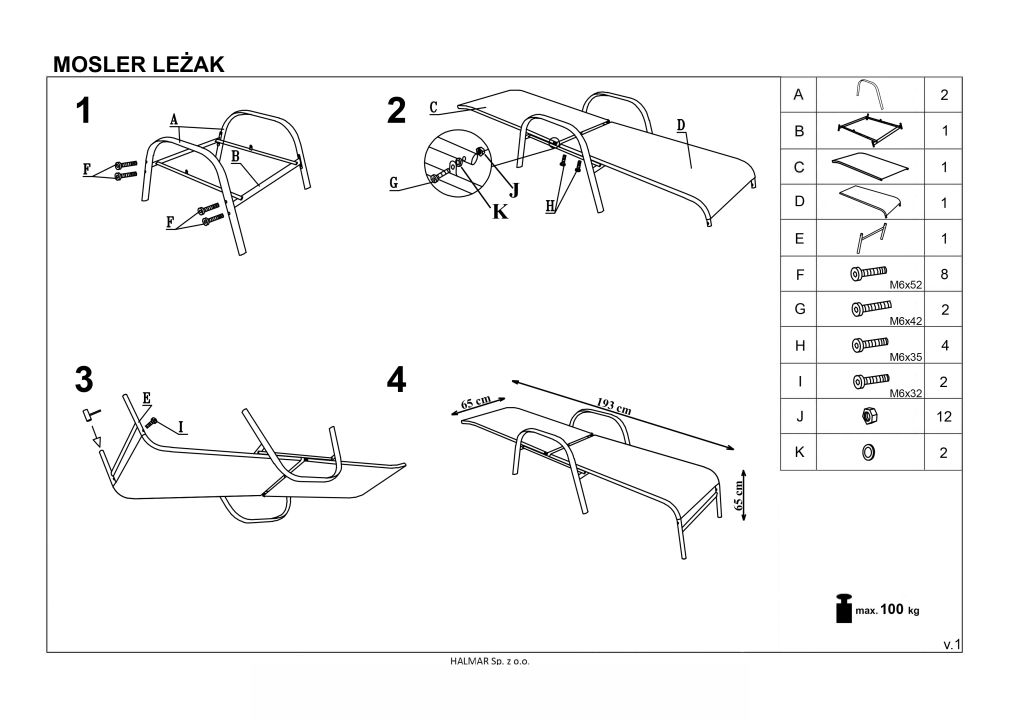 Instrukcja montażu krzesła Mosler