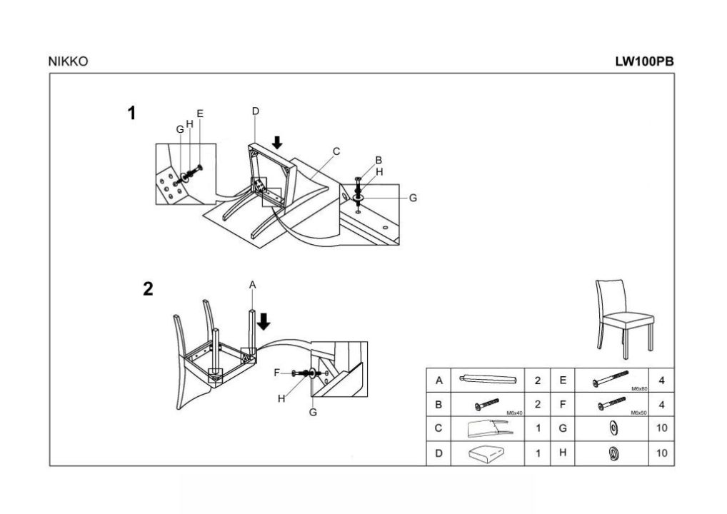 Instrukcja montażu krzesła Nikko