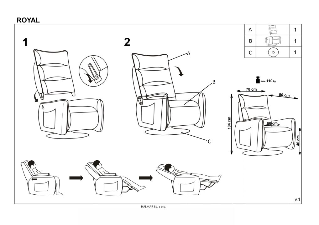 Instrukcja montażu krzesła Royal Monolith 37