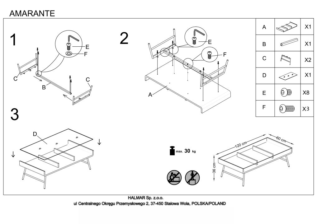 Instrukcja montażu ławy Amarante