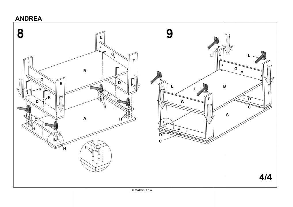 Instrukcja montażu ławy Andrea
