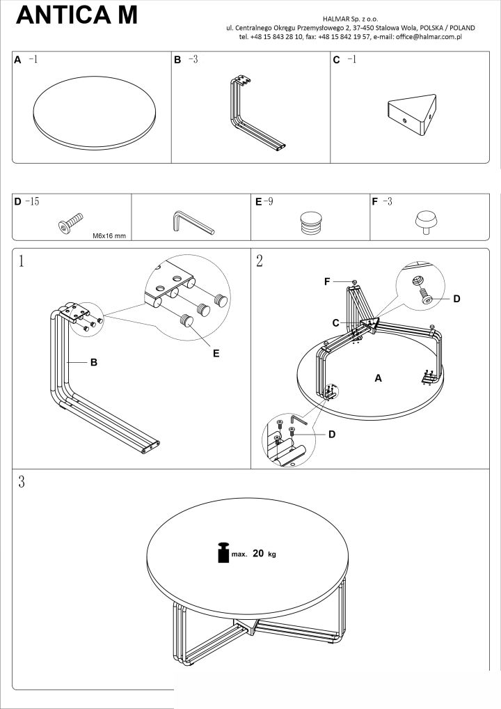 Instrukcja montażu ławy Antica M