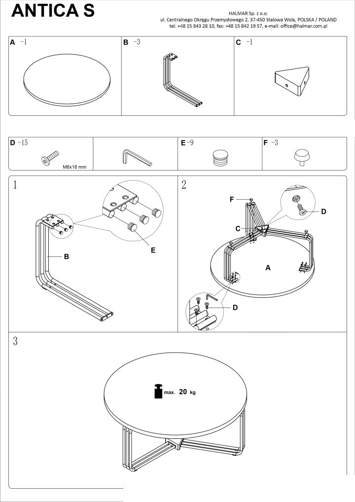 Instrukcja montażu ławy Antica S