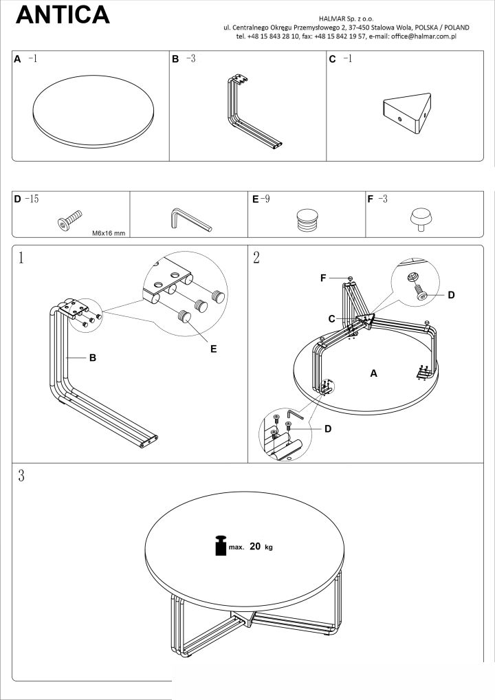 Instrukcja montażu ławy Antica