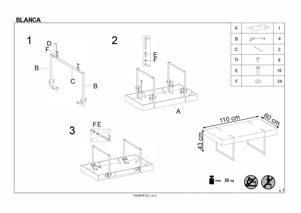 Instrukcja montażu ławy Blanca