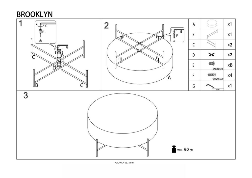Instrukcja montażu ławy Brooklyn S