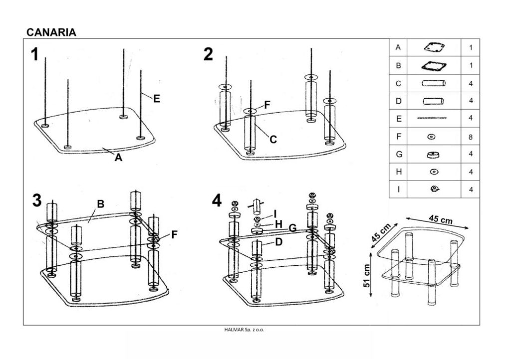 Instrukcja montażu ławy Canaria