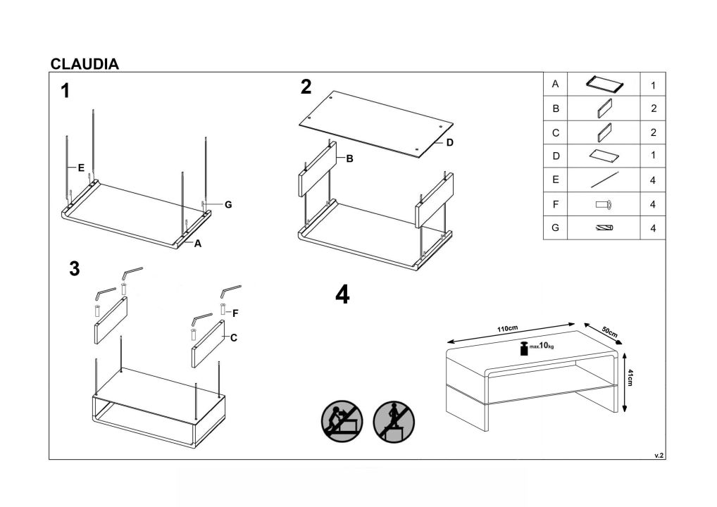 Instrukcja montażu ławy Claudia