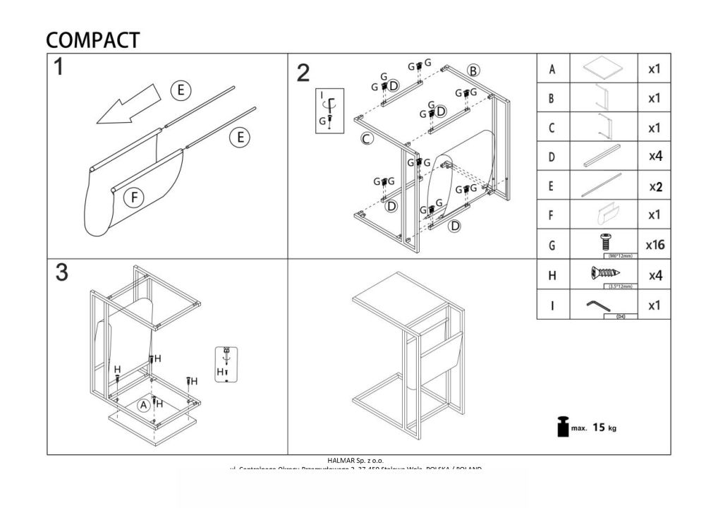 Instrukcja montażu ławy Compact